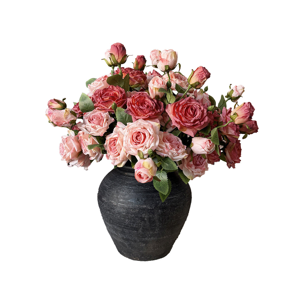 21.65" Vintage Artificial Rose Stem | 3-Head Realistic Faux Rose for Floral Arrangements