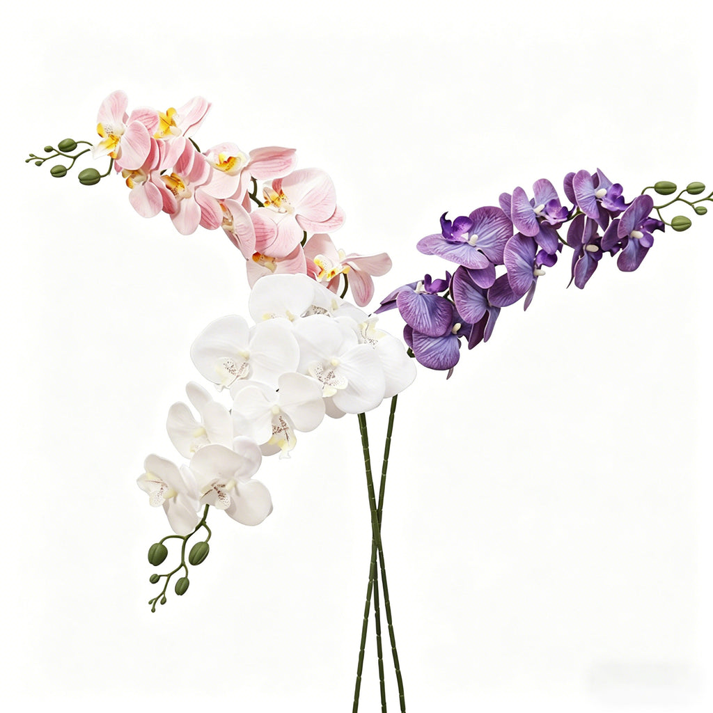 41.34" 9-Headed Artificial Phalaenopsis Orchid, Realistic Faux Orchid for Home Wedding Decor