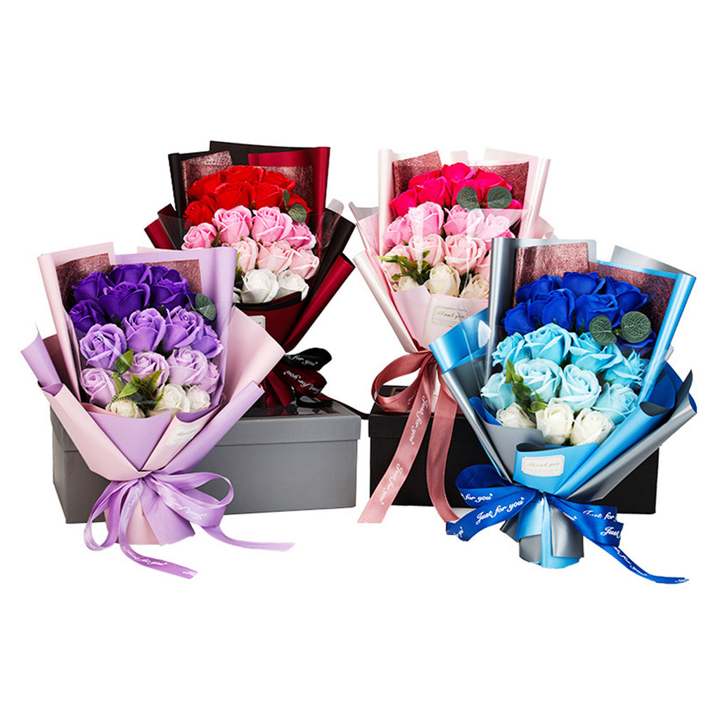 Artificial Rose Bouquet with Gift Box, Forever Flowers for Valentine's Day, Anniversary, Birthday, Wedding, Home Decor