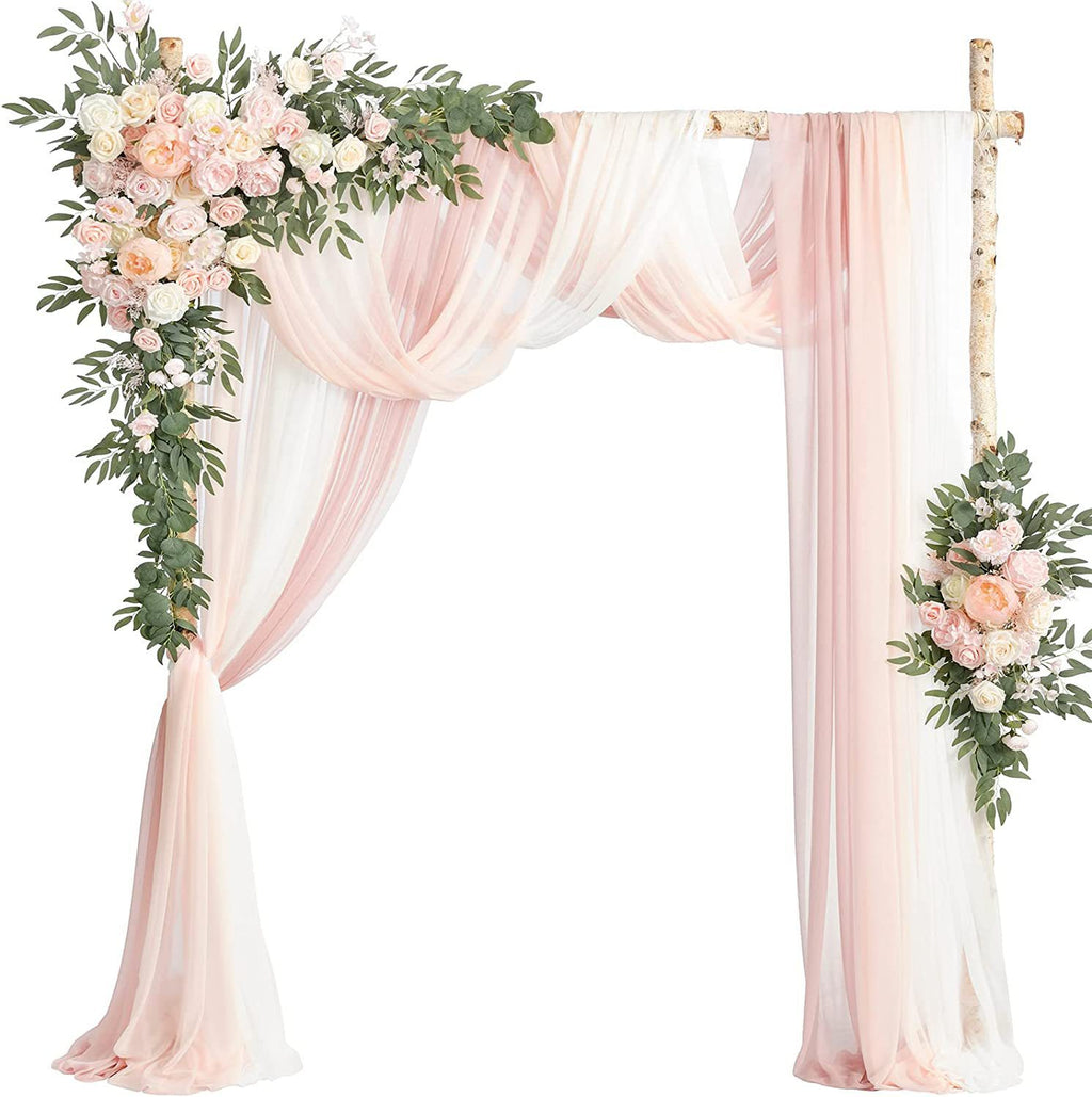 Wedding Arch Flowers with Drapes - Faux Floral Decor Kit