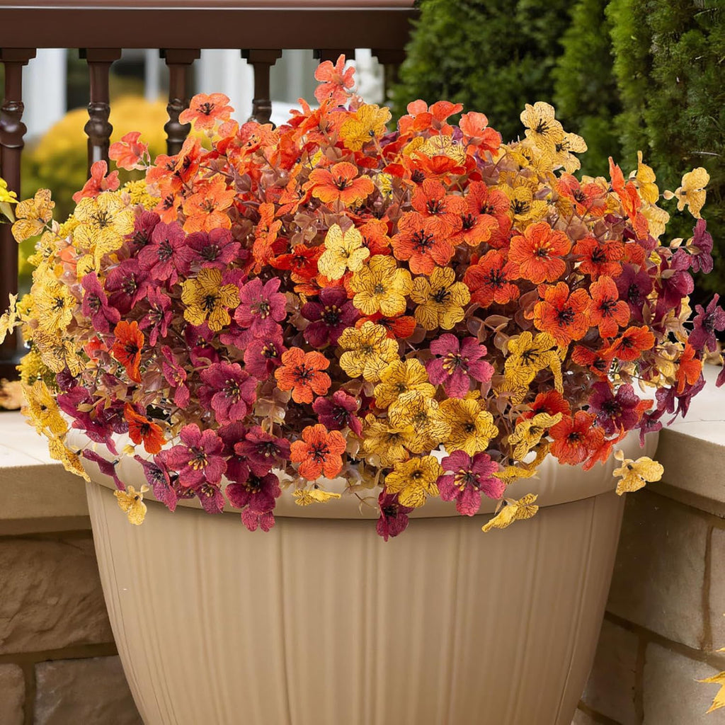 12 Stems Artificial Outdoor Flower Bush UV Resistant Faux Flowers for Planters, Porch & Garden Decor