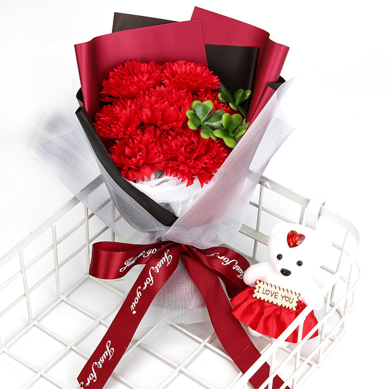 Artificial Carnations Bouquet with Gift Box, Forever Flowers for Mother's Day, Birthday, Anniversary, Home Decor
