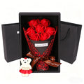 Artificial Rose Bouquet Gift Box with Cute Teddy Bear – Forever Fake Roses Flower for Valentine’s Day, Mother’s Day, Birthday, Anniversary, Home Decor
