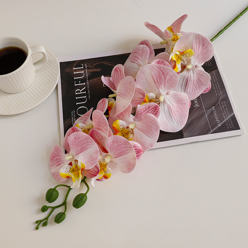 41.34" 9-Headed Artificial Phalaenopsis Orchid, Realistic Faux Orchid for Home Wedding Decor