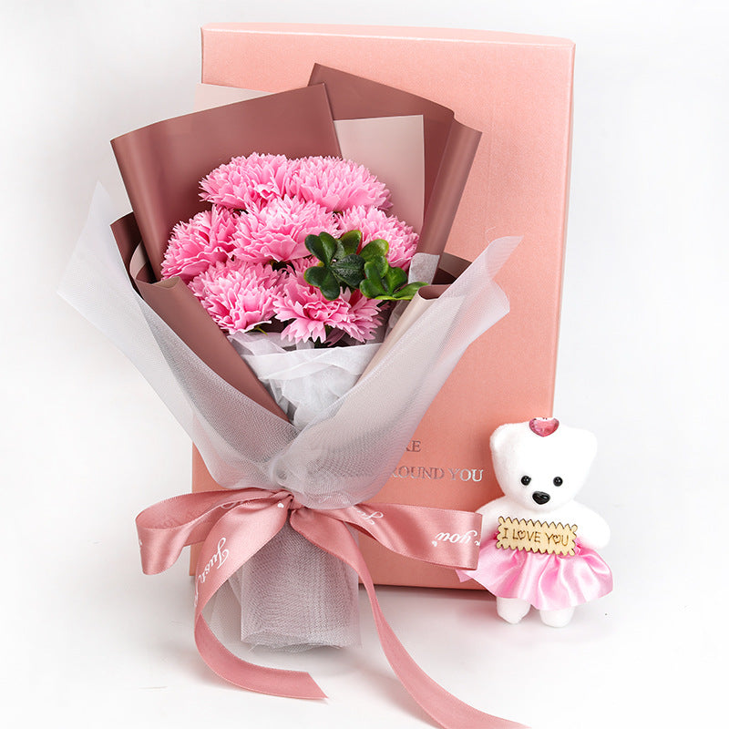 Artificial Carnations Bouquet with Gift Box, Forever Flowers for Mother's Day, Birthday, Anniversary, Home Decor