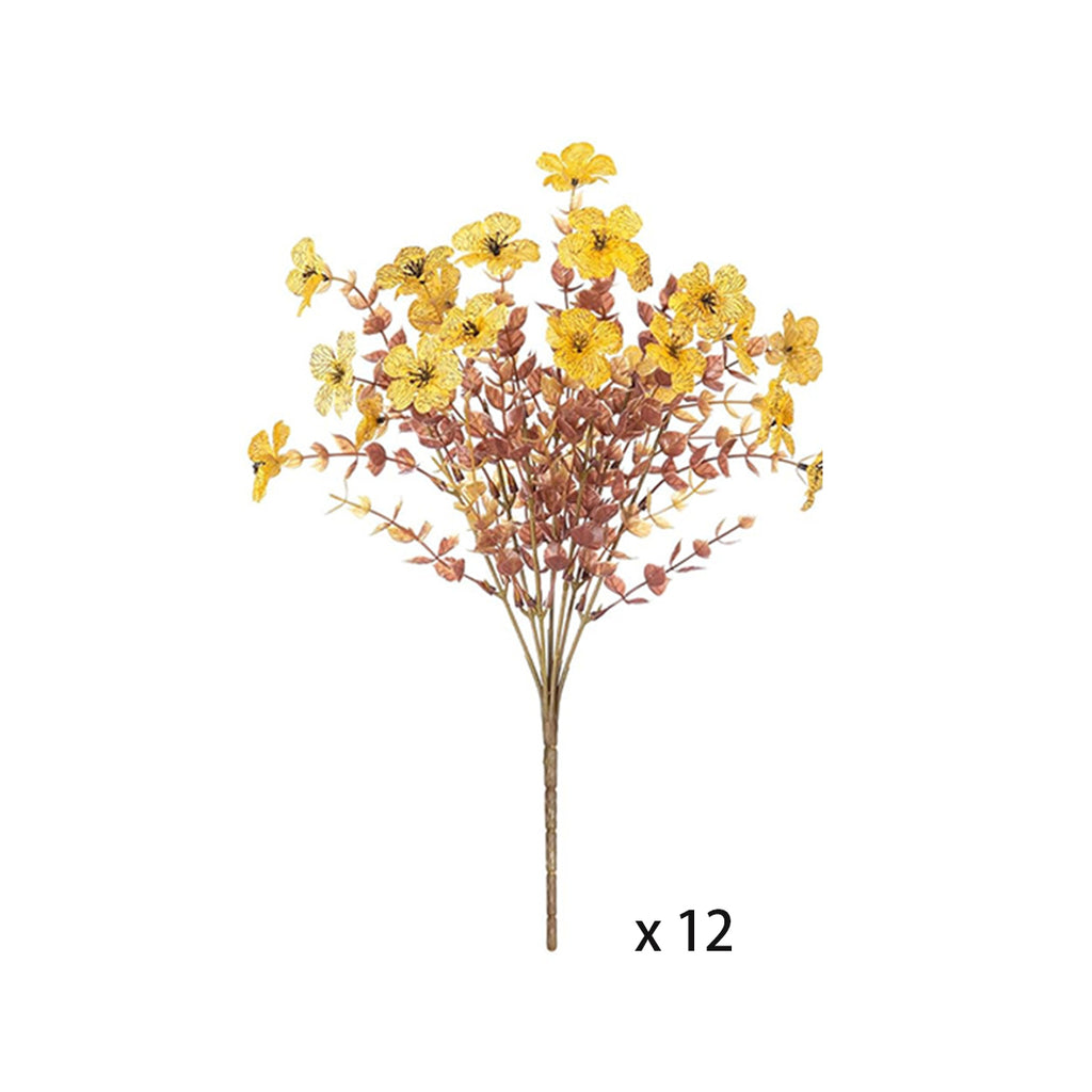 12 Stems Artificial Outdoor Flower Bush UV Resistant Faux Flowers for Planters, Porch & Garden Decor