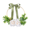 Romantic Floral Hoop Wreath | Artificial Rose Door Hanging Decor for Home
