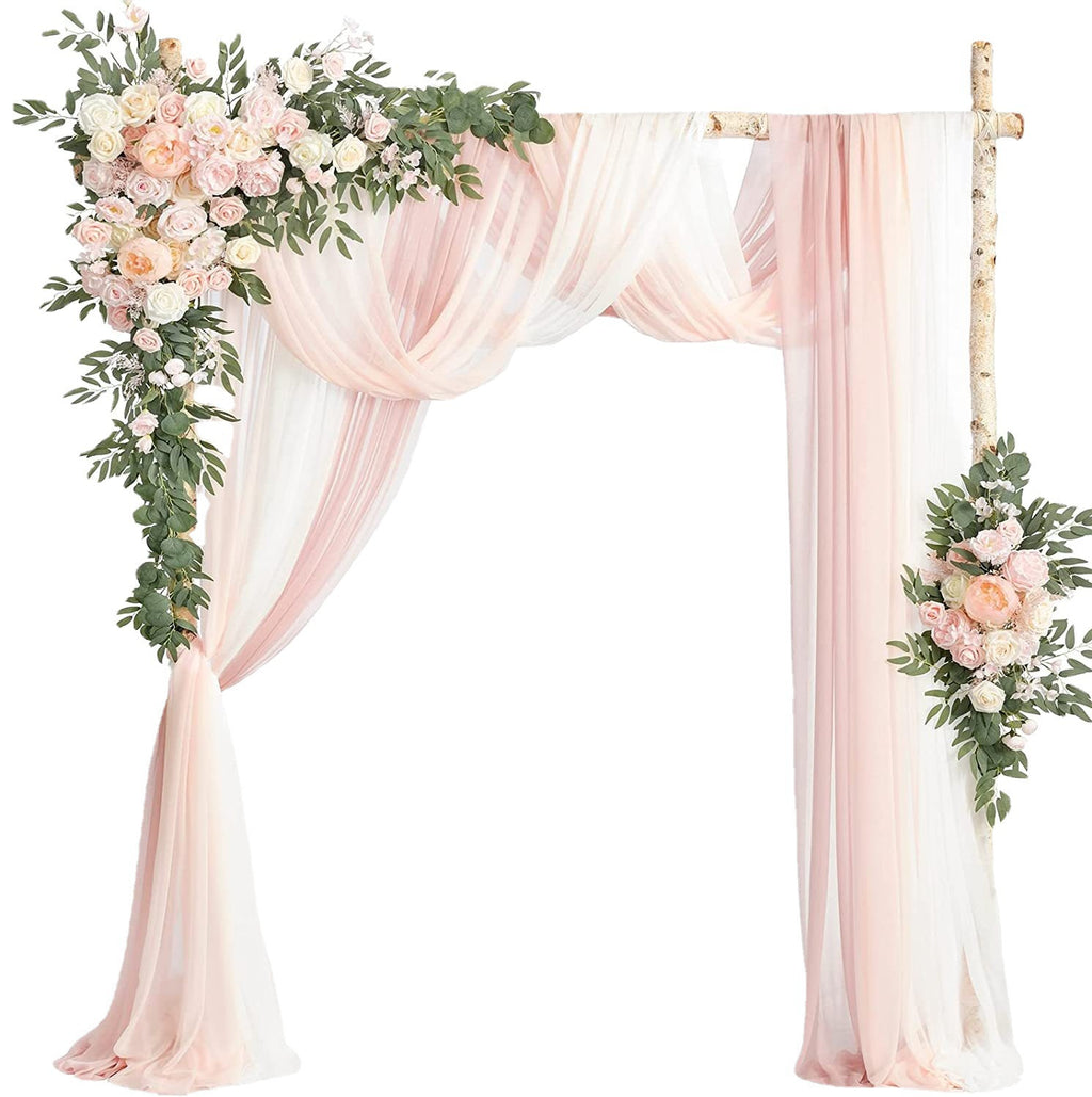 Wedding Arch Flowers with Drapes - Faux Floral Decor Kit