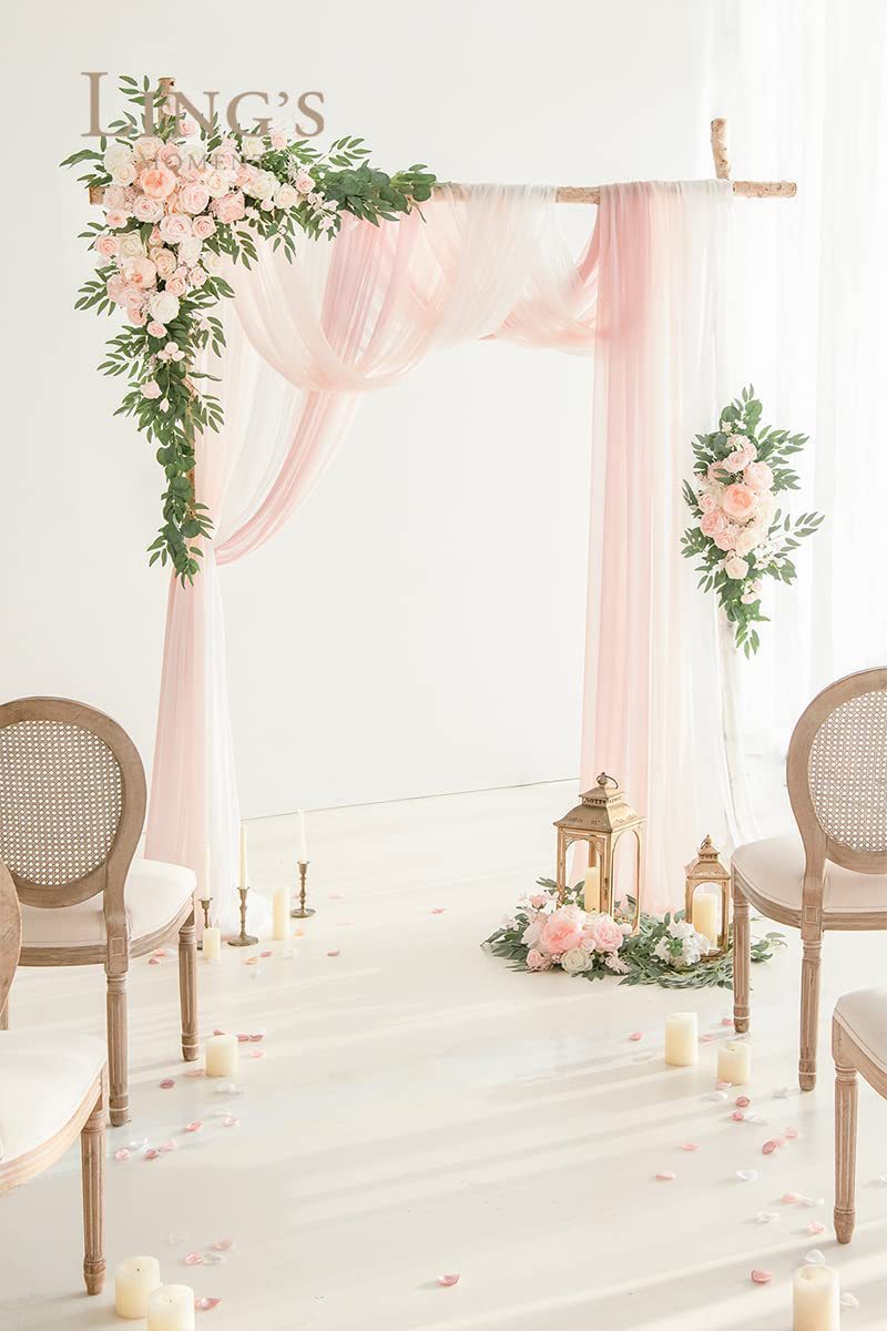 Wedding Arch Flowers with Drapes - Faux Floral Decor Kit
