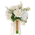 9.6"Artificial Bridal Bouquet, Ivory & Blush Pink Rose Wedding Flowers, Romantic Silk Flower Bouquet for Bride, Bridesmaid & Home Decor