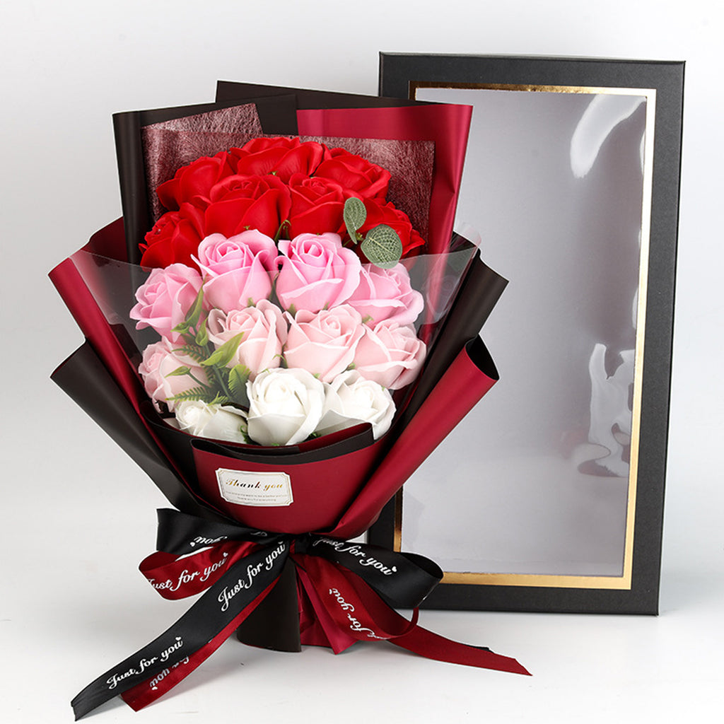 Artificial Rose Bouquet with Gift Box, Forever Flowers for Valentine's Day, Anniversary, Birthday, Wedding, Home Decor