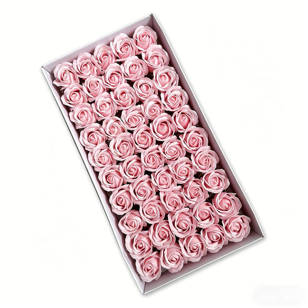 50PCS Luxury Soap Rose Flower Heads – Artificial Foam Roses for DIY Bouquets, Wedding Decor & Gift Boxes